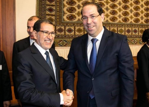 صورة بعد الخلاف الكروي..العثماني يلتقي رئيس الحكومة التونسية بجنيف